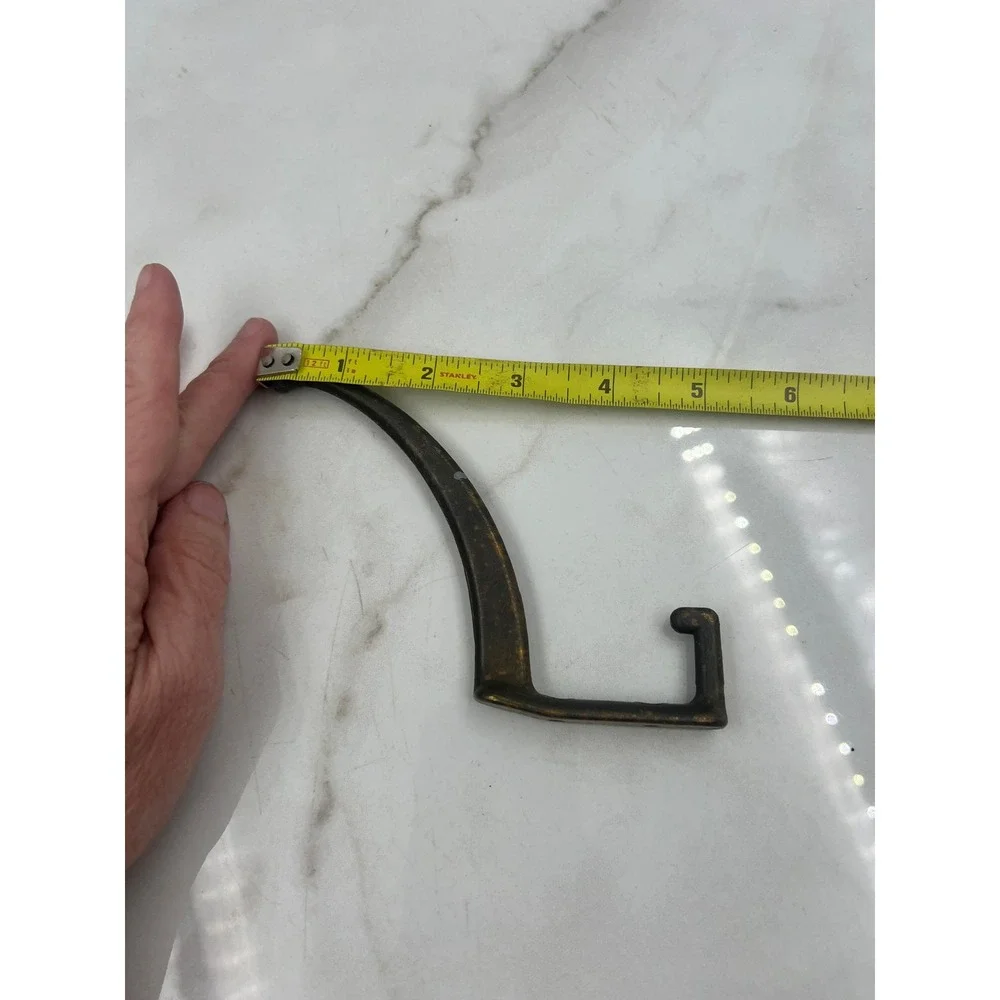 Vintage Brass Double Wall Hooks Pair Antique Patina Heavy Duty Coat Hat Hooks
